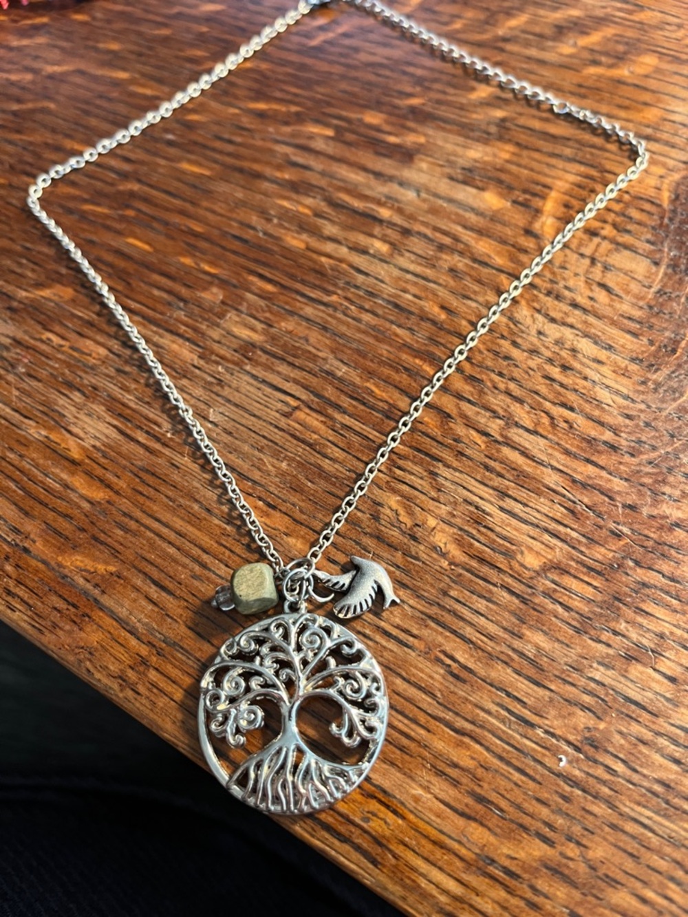 Silver Tree of Life Necklace with Dove and Accent Charm - Silver